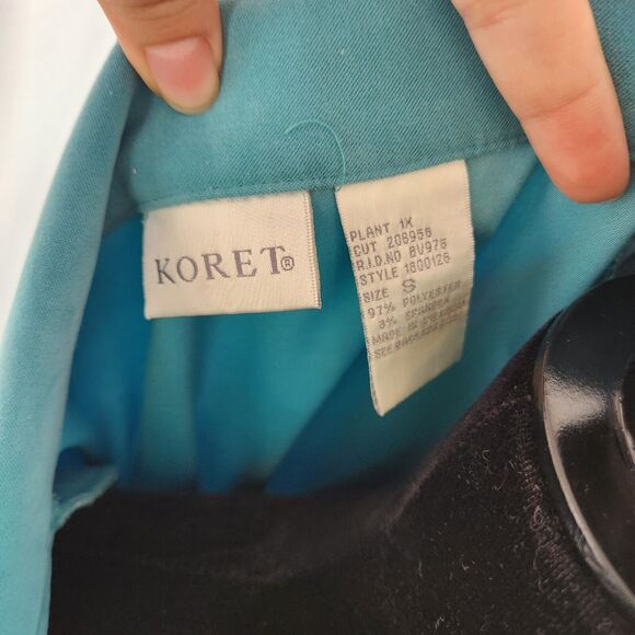Koret Womens Embroidered Faux Suede Jacket Size S Teal Floral Granny Core - Picture 12 of 13